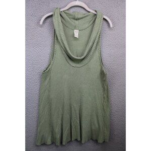 We The Free Olive Sleeveless Cowl Neck Waffle Knit Top-Size Large-BOHO